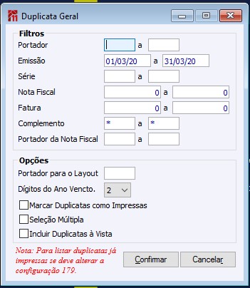 Duplicatas Gerais