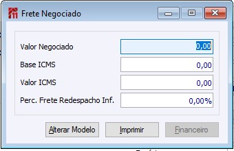 Botão Frete Negociado