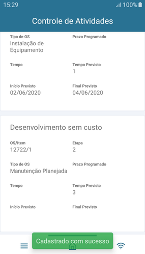 Cadastrado com sucesso