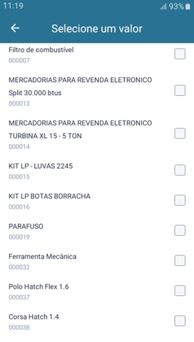 Selecione um Material