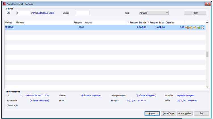 Painel Pesagem - Portaria