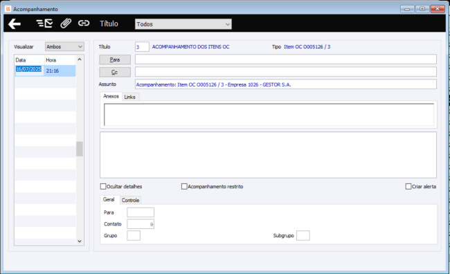 Acompanhamento Item /OC