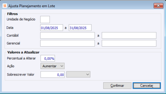 Ajusta Planejamento em Lote