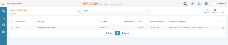 Pesquisa Solicitações