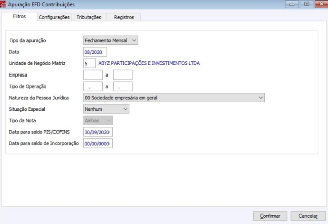 Apuração EFD Contribuições