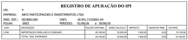 Apuração IPI