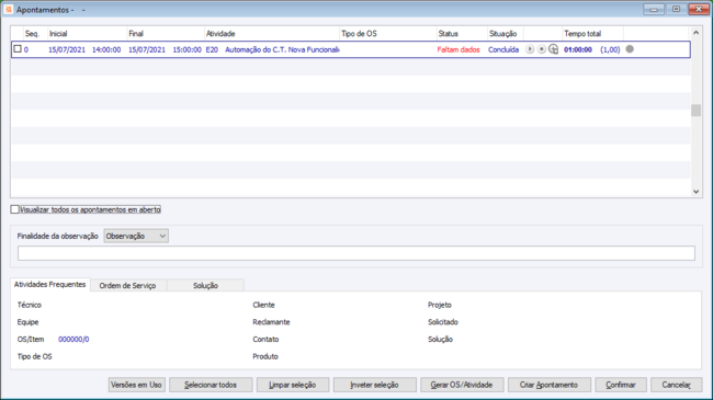 Atividades Frequentes