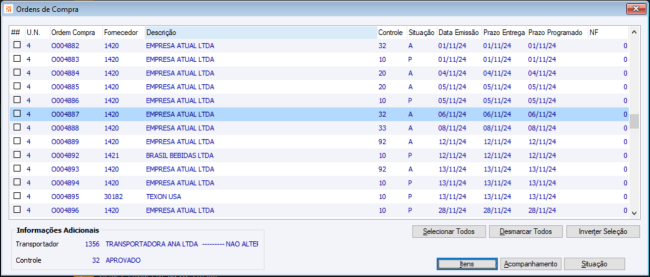 Seleção das Ordens de Compra