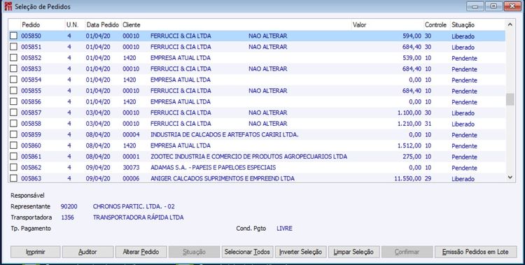Atualiza Situação em lote