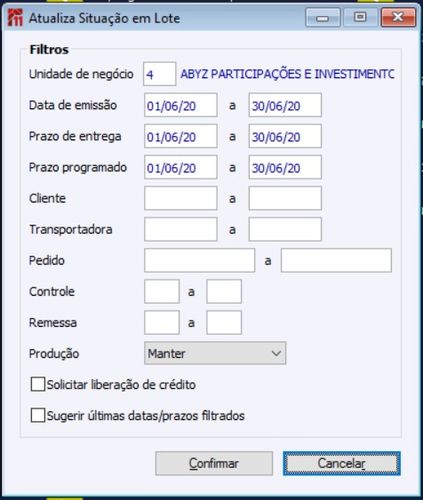 Atualiza Situação em lote