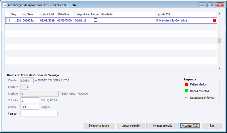 Atualizar Apontamentos