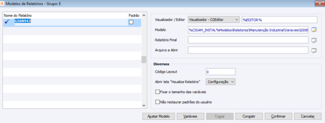 Modelos de Relatório Grupo E
