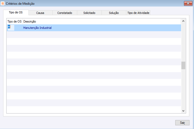 Critérios de Medição
