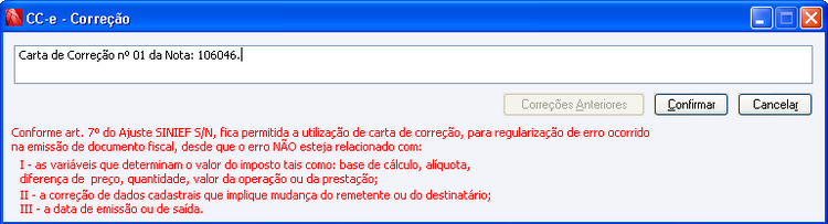 CCe Correção