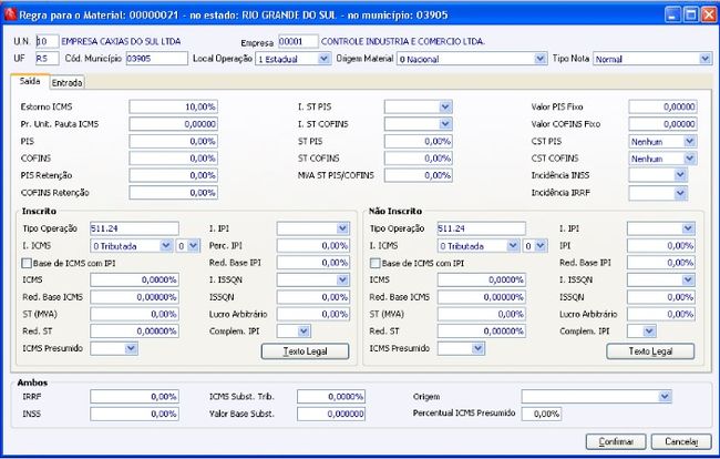 CM Estorno de ICMS - PE5