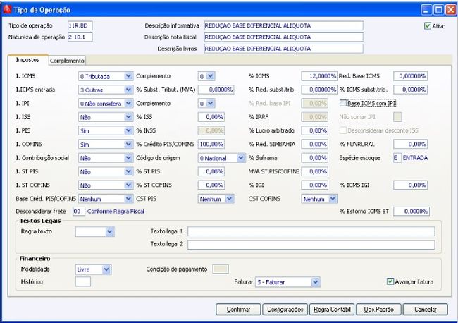CM REDUCAO DIF ALIQ ENTRADA 1