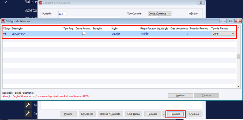 Arquivo:Cadastro Portador Codigo Retorno Remessa.png