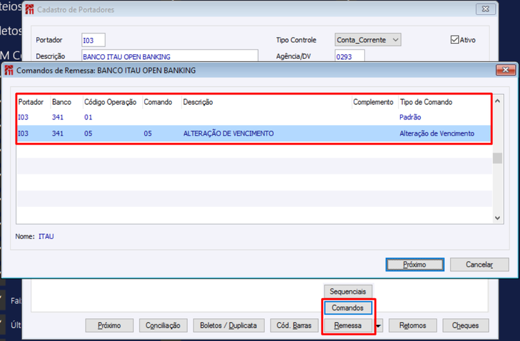 Cadastro_Portador_Comando_Remessa