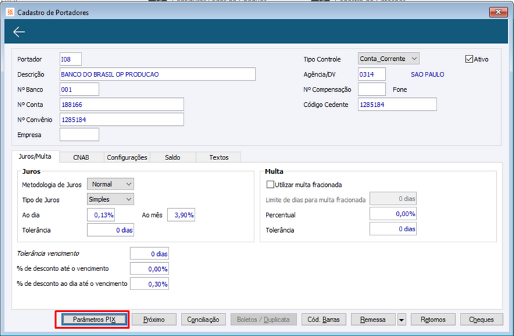Cadastro_Portador_Parâmetros_PIX
