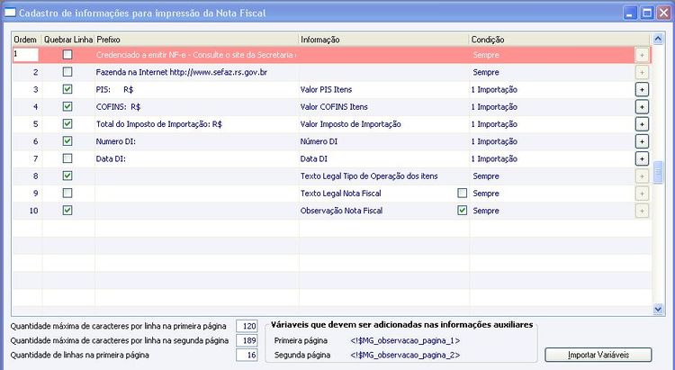Cadastro de Informações