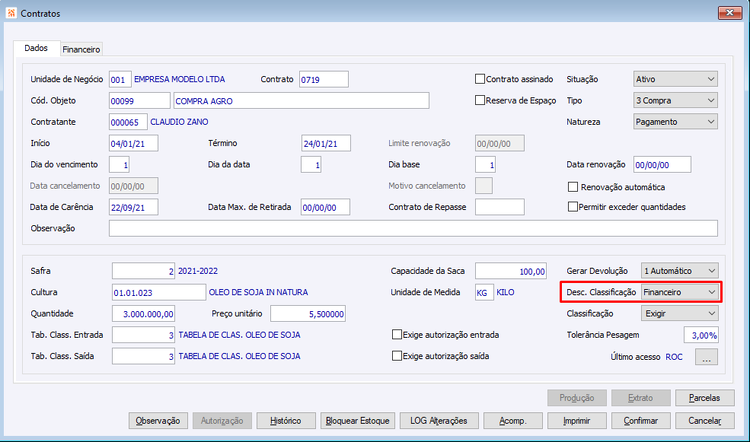 Baixa de Contratos por Cargas com Painel de Adiantamentos