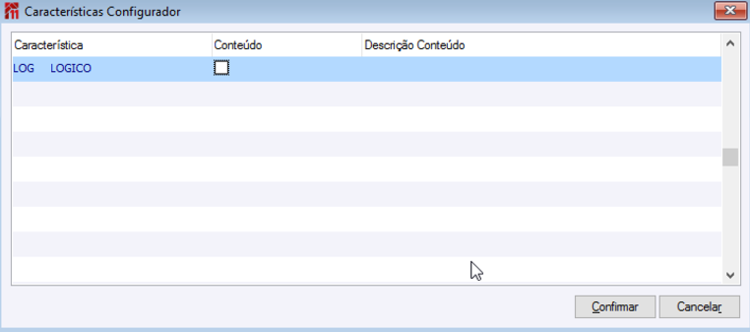 Características do Configurador