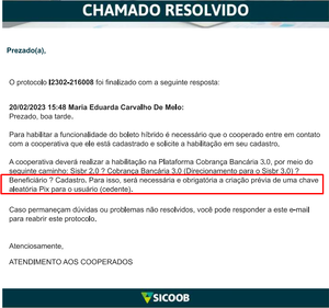 Chamado Resolvido Chave Pix Aleatoria SICOOB Open Banking.png