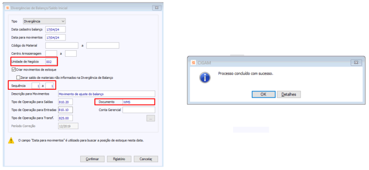 Integração CIGAM vs WMS Fullsoft - Divergência de Balanço - CIGAM