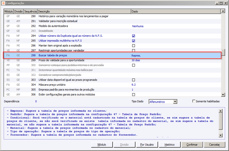 Configuração de Sistema 298