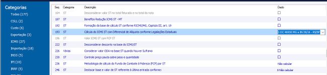 Configurações do Tipo de Operação