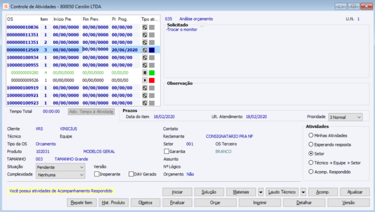 Controle de Atividades