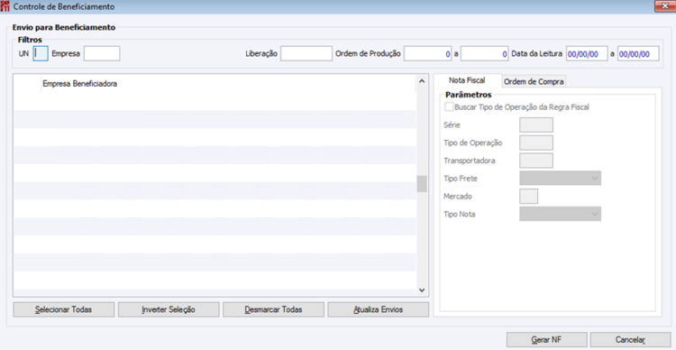 Controle de Beneficiamento