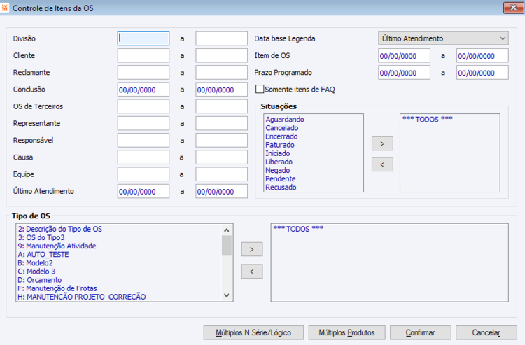 Controle de Itens da OS