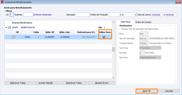 Criar NF de terceiros