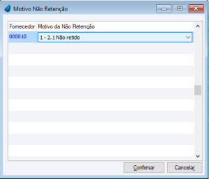 Motivo de Não Retenção
