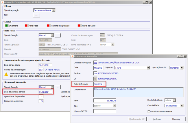 Apuração Adjudicação - Manual
