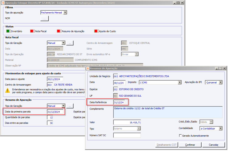 Apuração Adjudicação - Manual