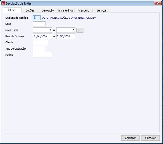 Devolução de Saídas