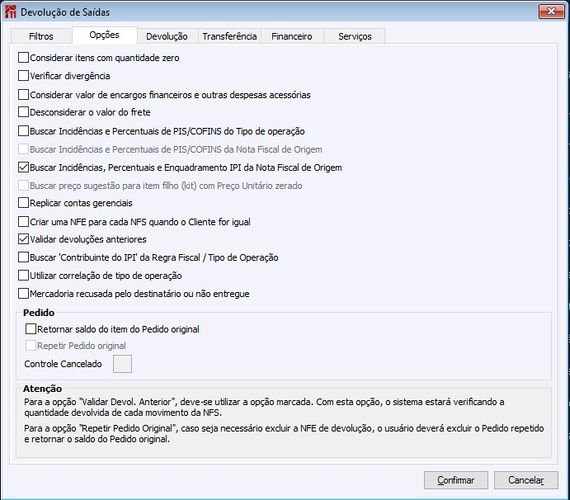 Devolução de Saídas