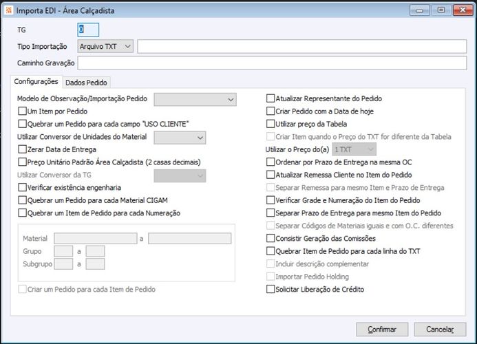 EDI Recebe EDI Área Calçadista