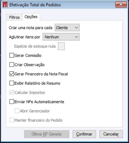 Efetivação Total Pedidos