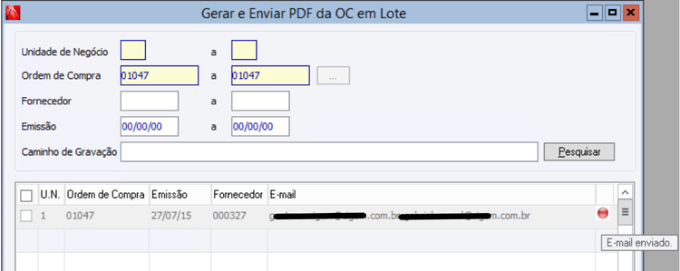 Gerar e Enviar PDF da Ordem de Compra