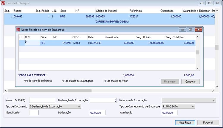 Nota Embarque Simplificado