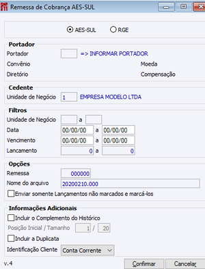 Remessa de Cobrança AES -SUL