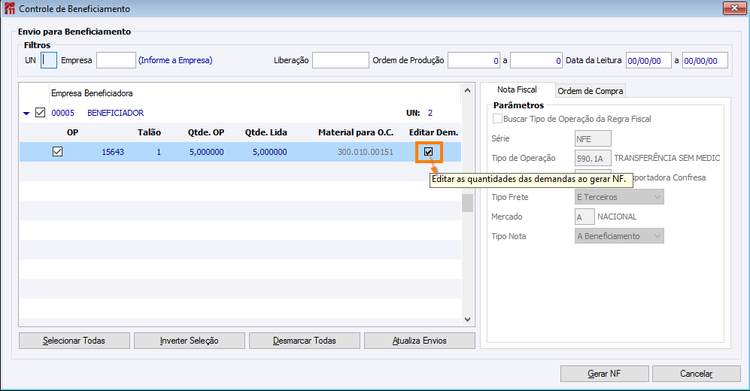 Leitura OP para vinculo posterior