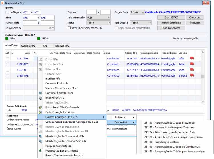 Eventos Apuração IBS e CBS 2