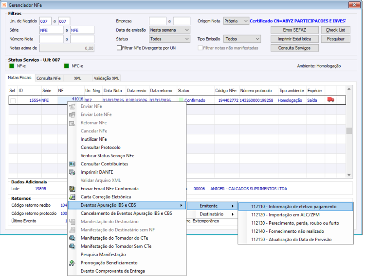 Eventos Apuração IBS e CBS 3