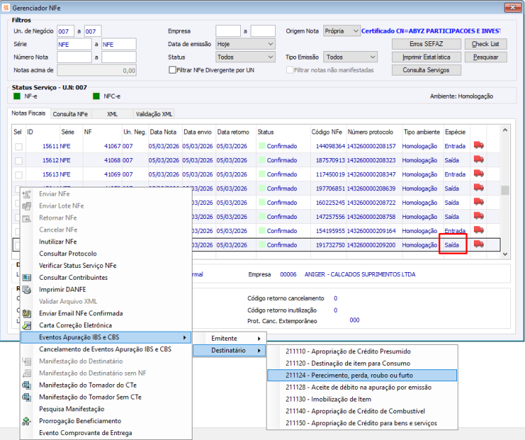 Eventos Apuração IBS e CBS 35