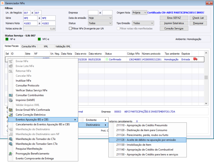 Eventos Apuração IBS e CBS 38