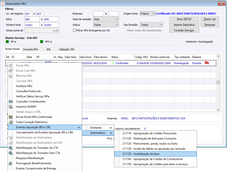 Eventos Apuração IBS e CBS 49